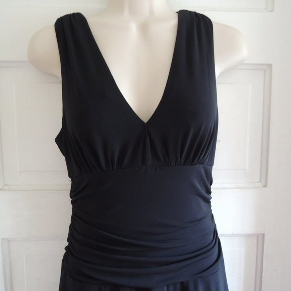 IZ Byer Black Ruched Cocktail Dress Tulle Flounce Underskirt M - Picture 2 of 10